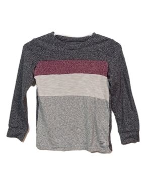OshKosh B'gosh Long Sleeve Colorblock Tee - Gray, Maroon, White